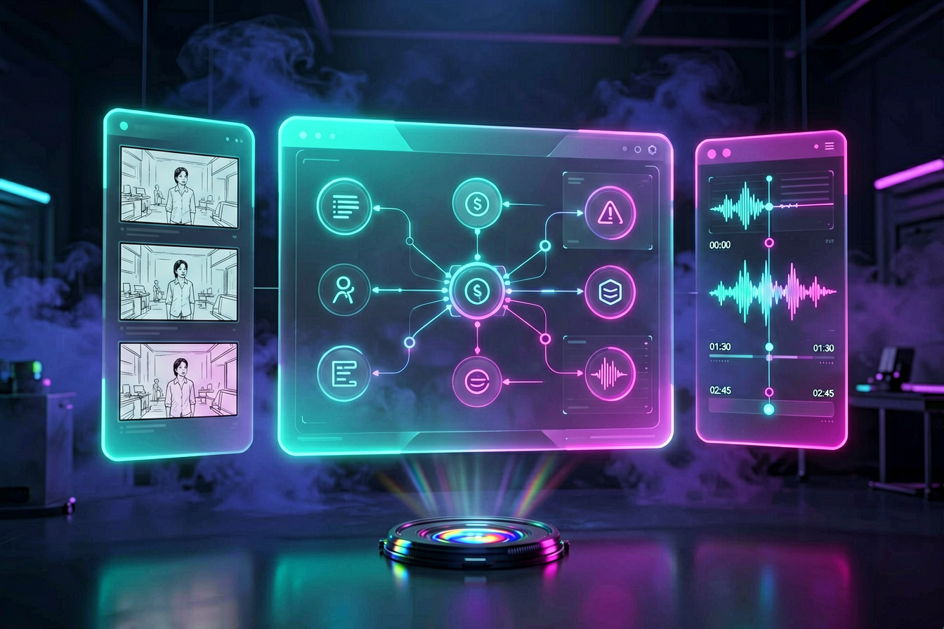 AI storyboard console placeholder illustration